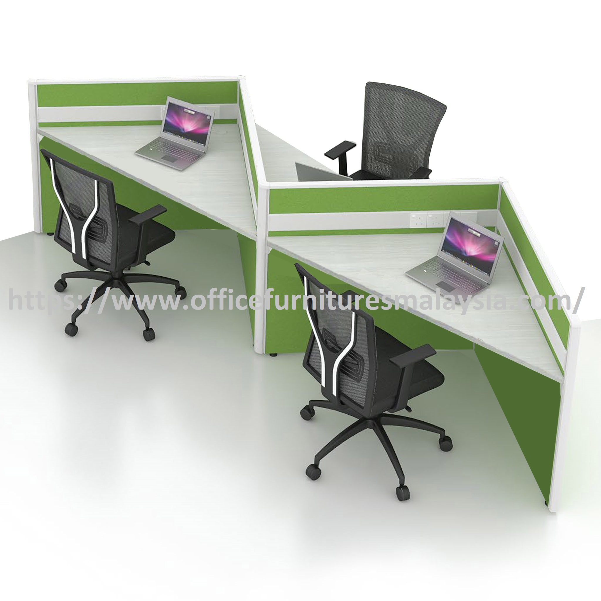 4 ft x 4 ft Glorious Triangle Modern Office Workspace 3 Seater